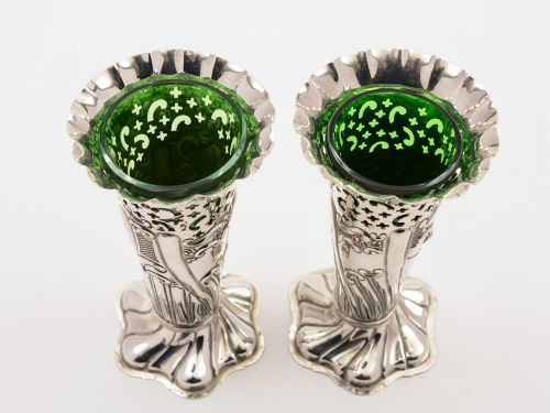 Pair of Edwardian Silver Vases London 1906