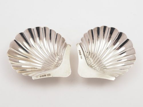 A Pair of Victorian Silver Shell Butter Dishes Sheffield 1897