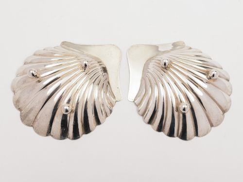 A Pair of Victorian Silver Shell Butter Dishes Sheffield 1897