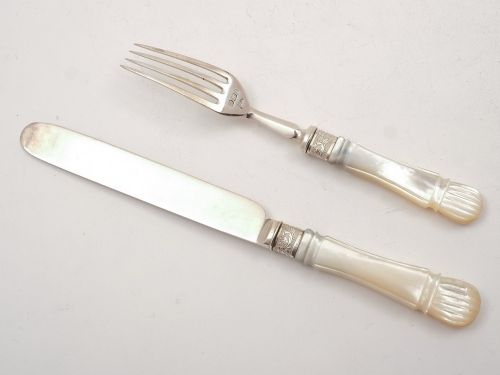 Mother of Pearl and Silver 24 Piece Dessert Set Sheffield 1903