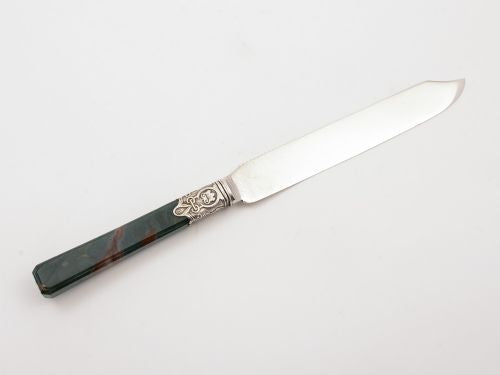 Scottish Agate Handled Silver Cake Knife Sheffield 1911