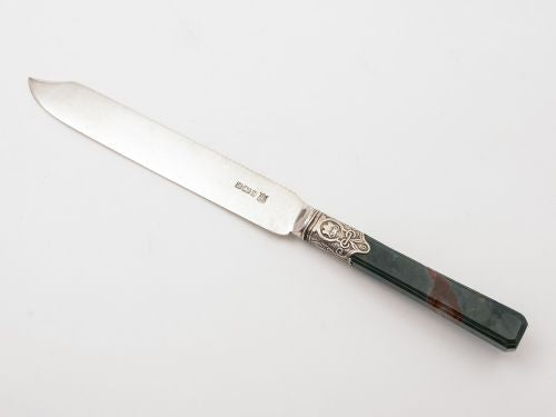 Scottish Agate Handled Silver Cake Knife Sheffield 1911