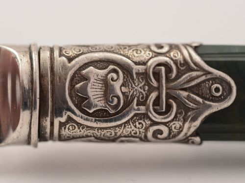 Scottish Agate Handled Silver Cake Knife Sheffield 1911
