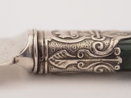 Scottish Agate Handled Silver Cake Knife Sheffield 1911