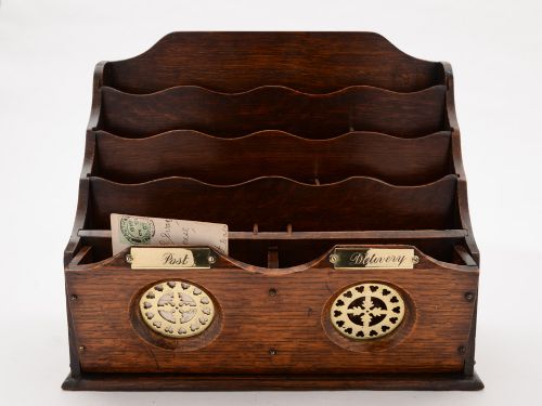Victorian Oak & Brass Letter/Document Rack Circa 1890