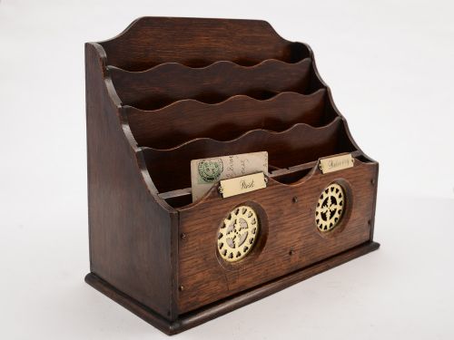 Victorian Oak & Brass Letter/Document Rack Circa 1890