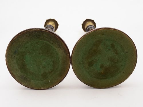 Pair of Oak Open Barley Twist Candlesticks Circa 1920