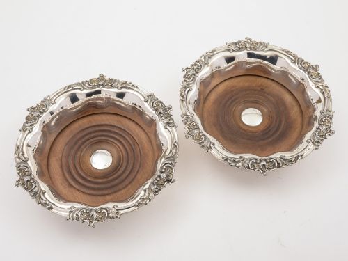 Pair of Victorian Sheffield Plated Wine Coasters Circa 1850