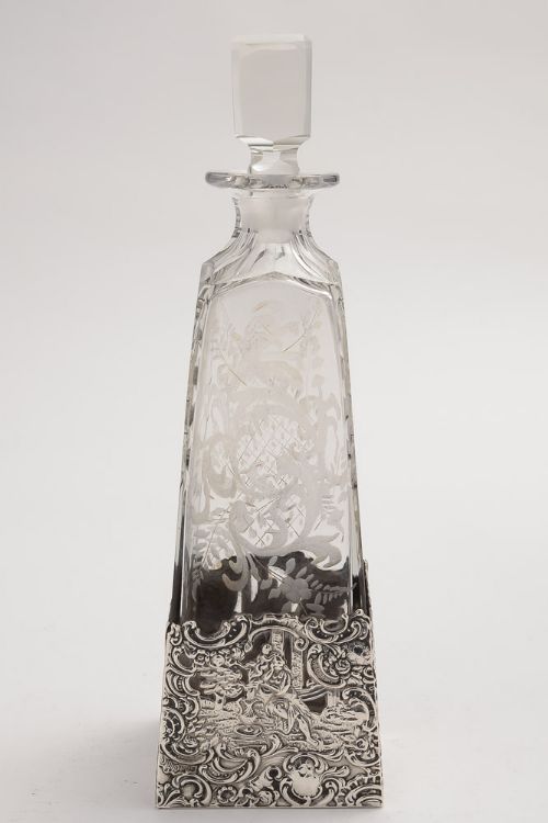  American sterling silver and glass decanter Circa 1890