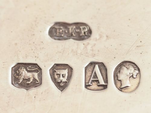 Victorian Silver & Cut Glass Ink Stand 1876