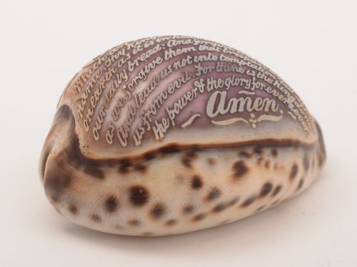 Cowrie Shell Carved with Lords Prayer Circa 1900