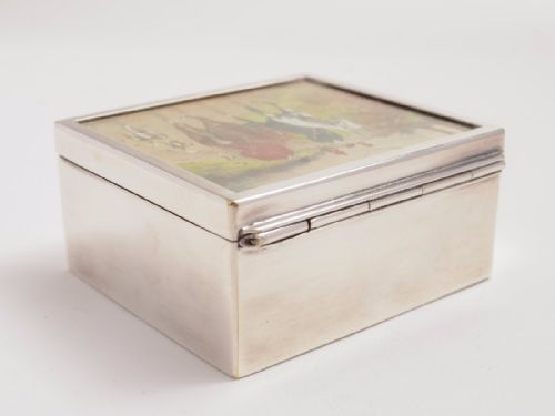 Trinket Box with Hunting Scene Circa 1900