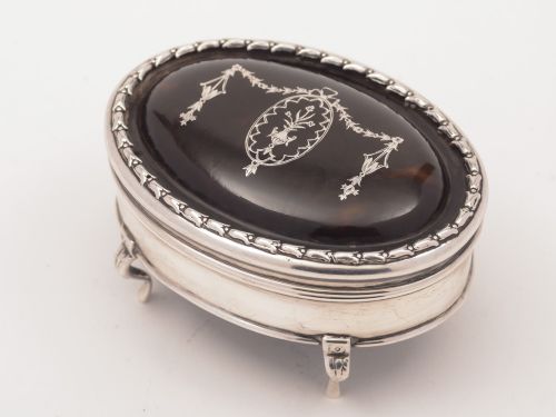 Edwardian Silver and Tortoise Shell Ring Box London 1910