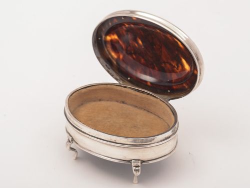 Edwardian Silver and Tortoise Shell Ring Box London 1910