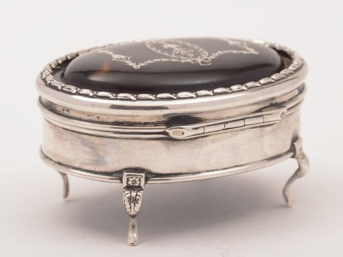 Edwardian Silver and Tortoise Shell Ring Box London 1910