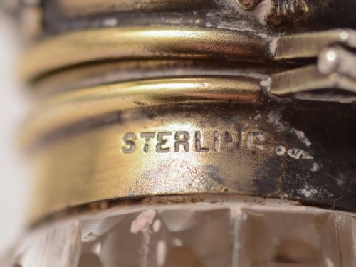 Victorian Silver Topped Scent Bottle Inset with Amethyst