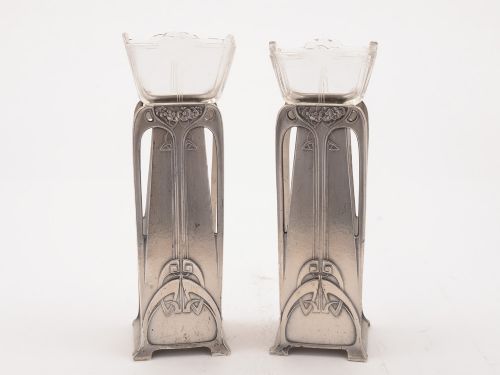Pair of Art Nouveau Pewter Vases Circa 1900