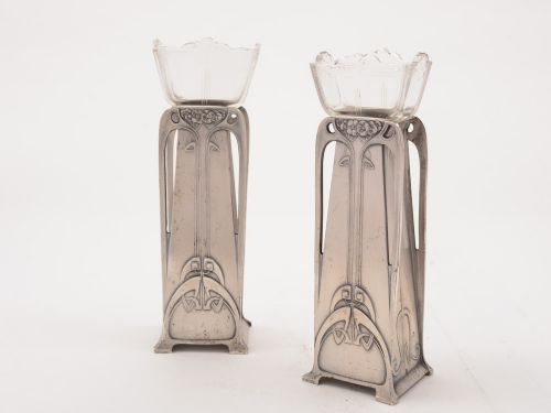 Pair of Art Nouveau Pewter Vases Circa 1900