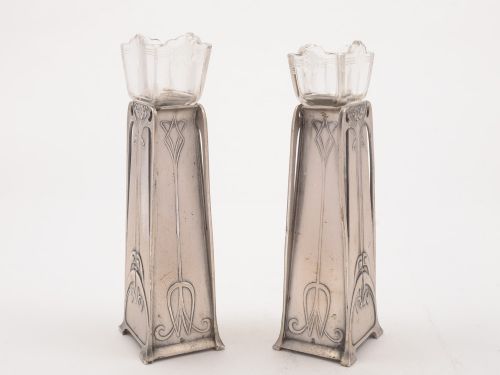Pair of Art Nouveau Pewter Vases Circa 1900