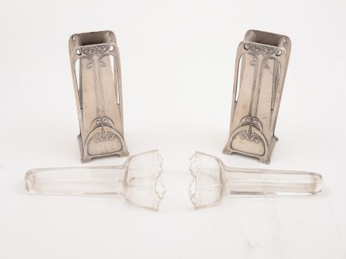 Pair of Art Nouveau Pewter Vases Circa 1900