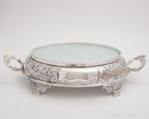 Embossed Victorian Silver Plated Cheese Platter
