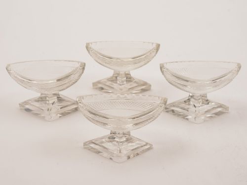 Set of 4 Edwardian Cut Glass Pedestal Salts Circa 1905