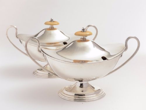 Pair of Victorian Silver Plated Sauce Tureens Circa 1880