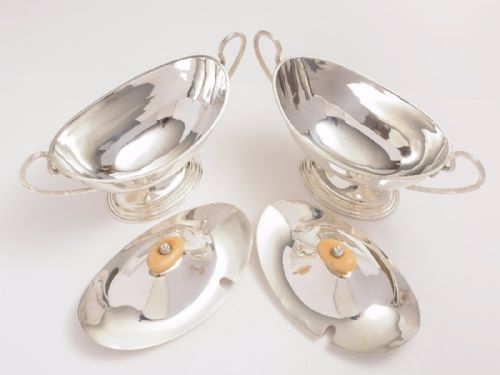 Pair of Victorian Silver Plated Sauce Tureens Circa 1880