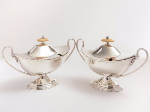 Pair of Victorian Silver Plated Sauce Tureens Circa 1880