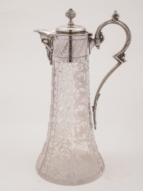 Victorian Etched Glass Claret Jug Circa 1890