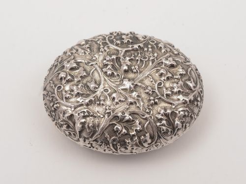 Victorian Embossed Silver Snuff Box London 1891