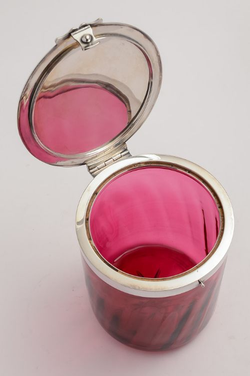 Cranberry Biscuit Box/Cookie Jar Circa 1910