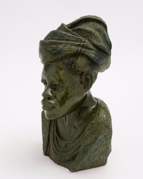 African Tribal Bust Carved in Green Granite Circa 1930