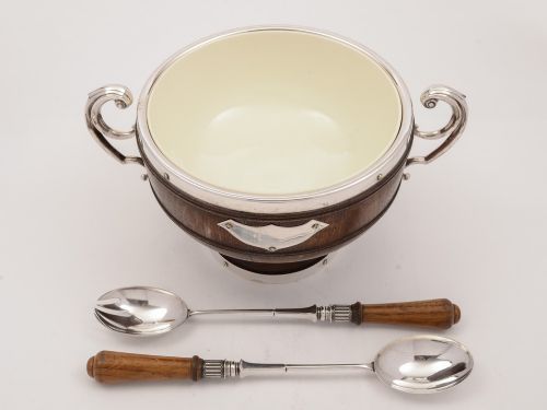 Victorian Oak Trophy Style Salad Bowl Circa 1890