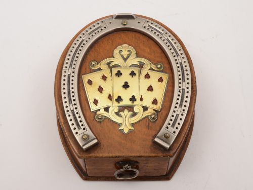 Victorian Horse shoe-Shaped Cribbage Board Circa 1890