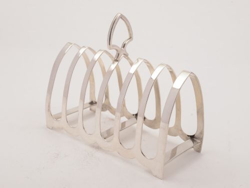 Large George V Silver Toast Rack London 1914