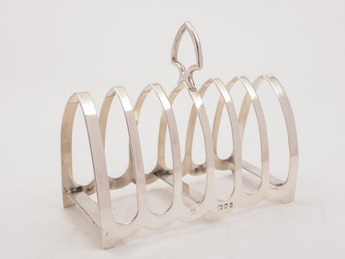 Large George V Silver Toast Rack London 1914