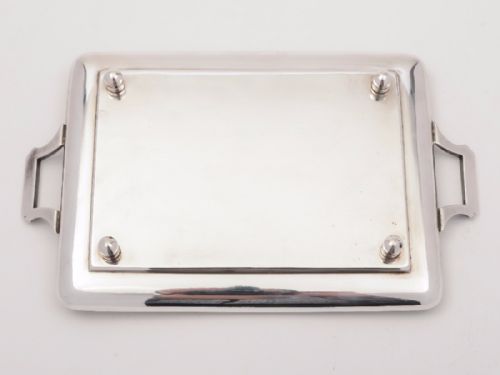 French Silver Plated Copper Engraved Tray Circa 1920