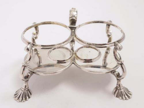 George II Solid Silver Vinegar and Oil 2 Bottle Cruet