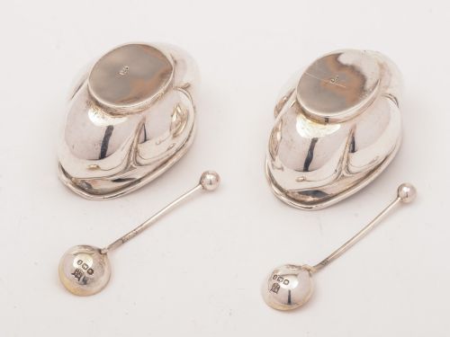 Pair of George V Art Nouveau Silver Salts Birmingham 1912