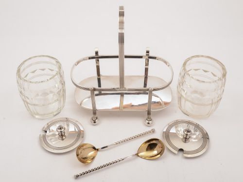 Art Deco Preserve Pots in Caddy Circa 1930