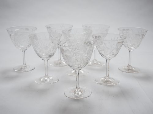 Edwardian Set of 8 Wine Glasses Circa 1905