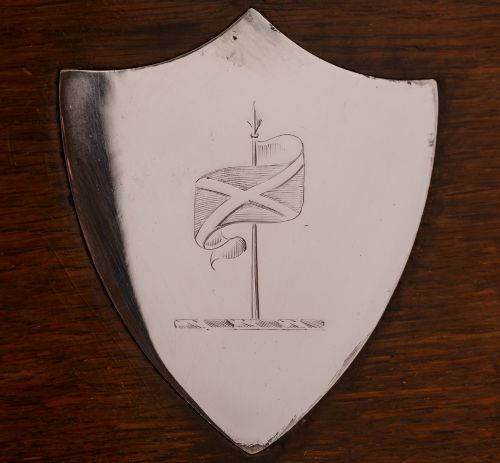 Oak and Plate Gallery Tray with Scottish Crest Circa 1890