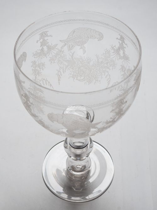 Etched Glass Punch Bowl Circa 1890