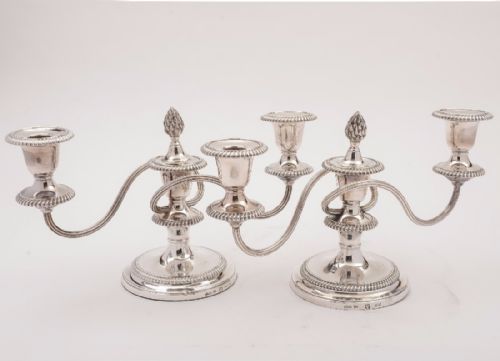 Pair of Silver Plated Barker Ellis Candelabras
