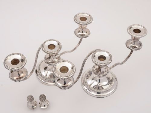 Pair of Silver Plated Barker Ellis Candelabras