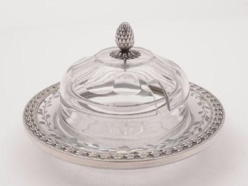 French Silver and Glass Preserve Pot Circa 1900