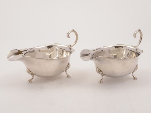 Pair of Art Deco Silver Sauce Boats Sheffield 1929