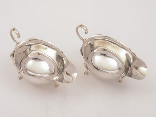 Pair of Art Deco Silver Sauce Boats Sheffield 1929
