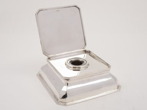 Large Art Deco Silver and Glass Ink Stand